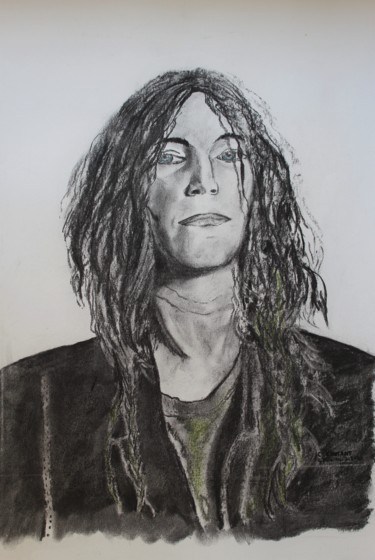 Drawing titled "Patti" by Claudine Coutant, Original Artwork, Charcoal