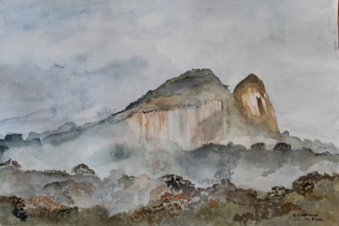 Malerei mit dem Titel "Montagne Bellevue-G…" von Claudine Coutant, Original-Kunstwerk, Aquarell