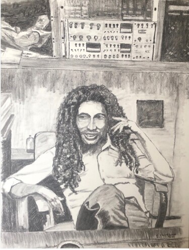 Drawing titled "Bob" by Claudine Coutant, Original Artwork, Charcoal
