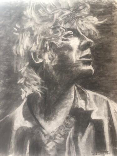 Drawing titled "Arno" by Claudine Coutant, Original Artwork, Charcoal