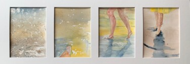 Pittura intitolato "Marcher dans l’eau" da Claudine Coutant, Opera d'arte originale, Acquarello