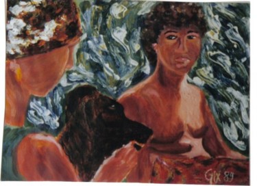 Peinture intitulée "Nicole Thierry et B…" par Claudine Gix, Œuvre d'art originale, Huile