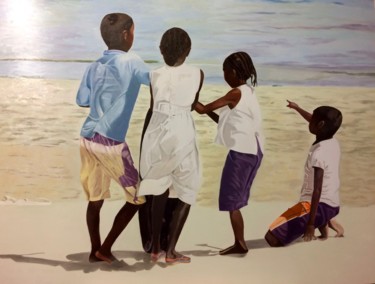 Malerei mit dem Titel "enfants malgaches.j…" von Claudine Guitteny, Original-Kunstwerk, Öl