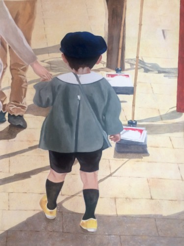 Painting titled "Un petit Japonais d…" by Claudine Guitteny, Original Artwork, Oil