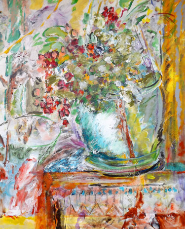 Peinture intitulée "0892-19 Balcon vert" par Claudine Gregoire, Œuvre d'art originale, Acrylique