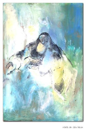 Painting titled "0479 MATERBLUE 195x…" by Claudine Gregoire, Original Artwork