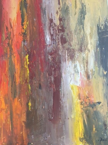 Peinture intitulée "Soleil rouge dans l…" par Claudine Janel, Œuvre d'art originale, Acrylique Monté sur Châssis en bois