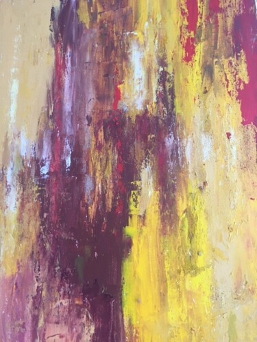 Malerei mit dem Titel "Soleil rouge dans l…" von Claudine Janel, Original-Kunstwerk, Acryl Auf Keilrahmen aus Holz montiert