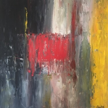Peinture intitulée "Soleil rouge" par Claudine Janel, Œuvre d'art originale, Acrylique Monté sur Châssis en bois