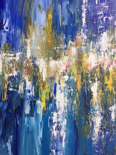 Картина под названием "Cyclades" - Claudine Janel, Подлинное произведение искусства, Акрил Установлен на Деревянная рама для…