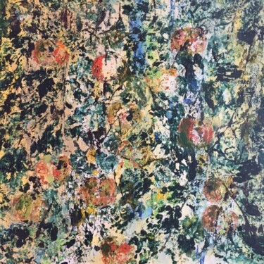 Картина под названием "Pommier en automne" - Claudine Janel, Подлинное произведение искусства, Акрил Установлен на Деревянна…