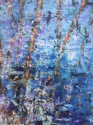 Картина под названием "Au fil de l'eau (Sa…" - Claudine Janel, Подлинное произведение искусства, Акрил Установлен на Деревян…