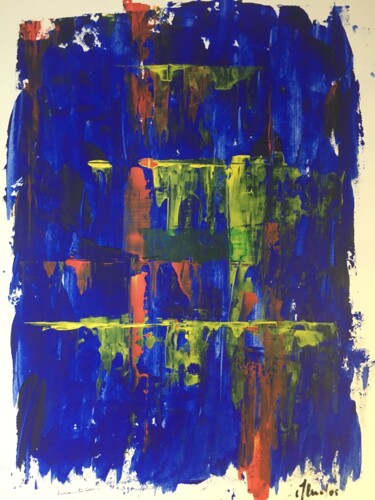 Peinture intitulée "Bleu" par Claudine Janel, Œuvre d'art originale, Acrylique Monté sur Carton