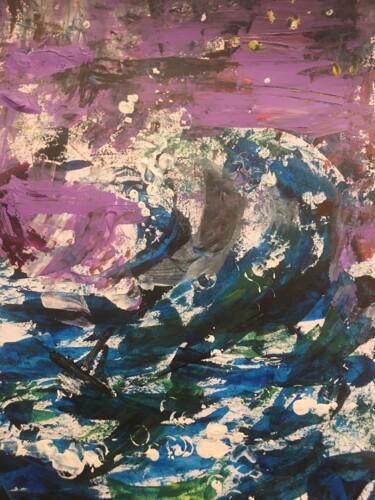 Peinture intitulée "Mer agitée" par Claudine Janel, Œuvre d'art originale, Acrylique Monté sur Carton