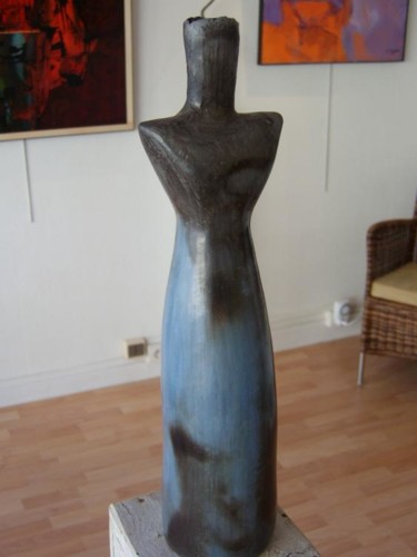 Sculpture intitulée "Femme bleue" par Claudine Jego, Œuvre d'art originale