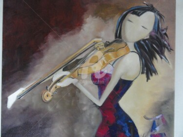 Pintura titulada "la-violoniste-huile…" por Claudine Lamagnere, Obra de arte original