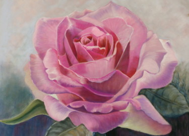 Drawing titled "rose tendresse pour…" by Claudine Marquet, Original Artwork, Pastel