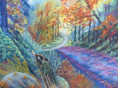 Drawing titled "La forêt de mes amo…" by Claudine Marquet, Original Artwork, Pastel