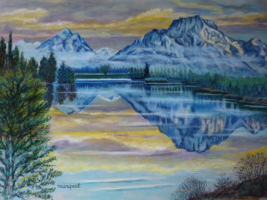 Dessin intitulée "Montagne bleue" par Claudine Marquet, Œuvre d'art originale, Pastel