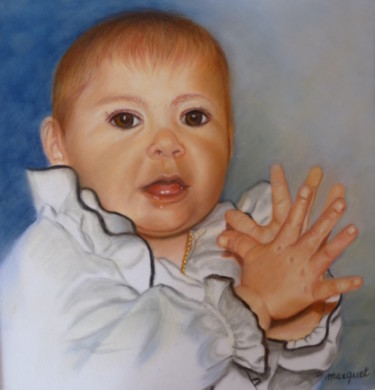Dessin intitulée "bravo bébé !!!" par Claudine Marquet, Œuvre d'art originale, Pastel