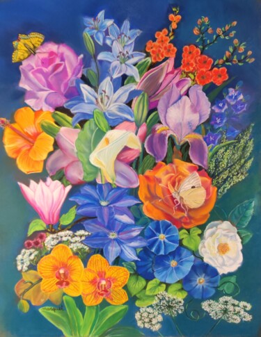 Drawing titled "Profusion" by Claudine Marquet, Original Artwork, Pastel