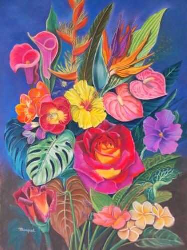 Desenho intitulada "Flamboyance" por Claudine Claudine Marquet, Obras de arte originais, Pastel