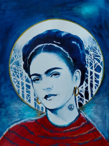 Peinture intitulée "Frida Khalo" par Claudine Sieurin, Œuvre d'art originale, Encre