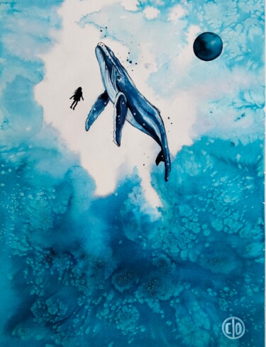 "Rêve bleu" başlıklı Tablo Claudine Sieurin tarafından, Orijinal sanat, Suluboya