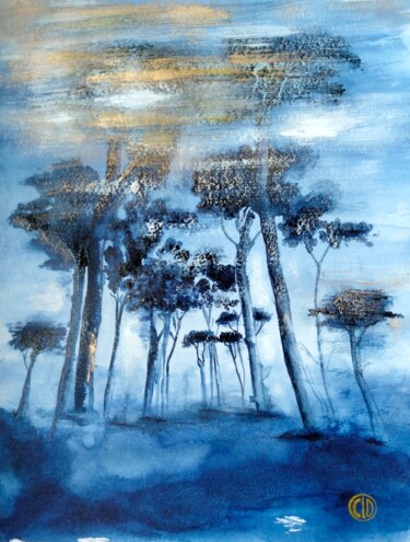 Peinture intitulée "Crépuscule" par Claudine Sieurin, Œuvre d'art originale, Encre