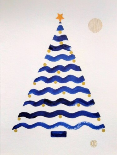 Painting titled "Mon beau sapin.." by Claudine Sieurin, Original Artwork, Ink