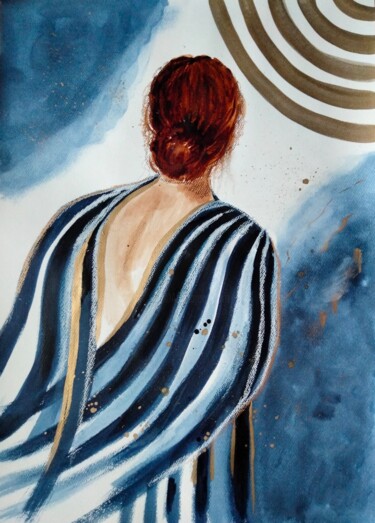 Malerei mit dem Titel "Les ailes d'Andréa" von Claudine Sieurin, Original-Kunstwerk, Tinte