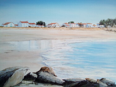 Peinture intitulée "plage de la cantine…" par Claudine Viégas, Œuvre d'art originale, Acrylique