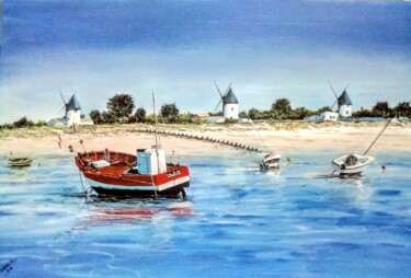 Peinture intitulée "marée basse plage d…" par Claudine Viégas, Œuvre d'art originale, Acrylique