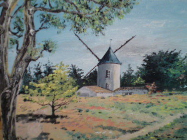 Painting titled "Moulin Noirmoutier" by Claudine Viégas, Original Artwork, Oil