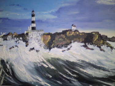 Malerei mit dem Titel "phare-de-creach-oue…" von Claudine Viégas, Original-Kunstwerk, Öl