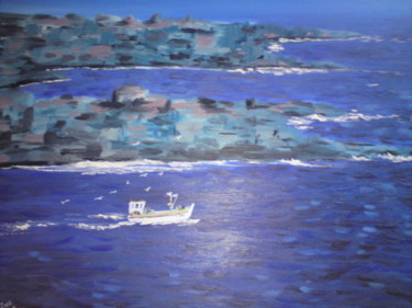 Peinture intitulée "Départ en pêche Bre…" par Claudine Viégas, Œuvre d'art originale, Huile