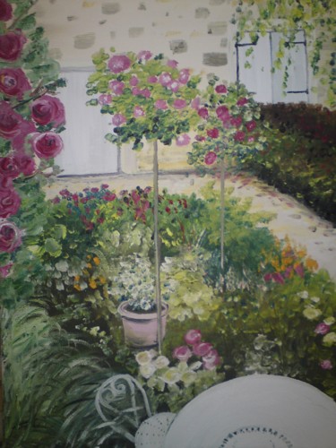 Malerei mit dem Titel "mon-jardinet" von Claudine Viégas, Original-Kunstwerk, Öl