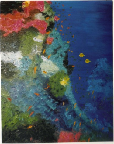 Pittura intitolato "l-aquarium" da Claudine Viégas, Opera d'arte originale, Olio