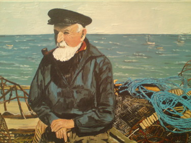 Painting titled "Mémoire de pêcheur" by Claudine Viégas, Original Artwork, Oil