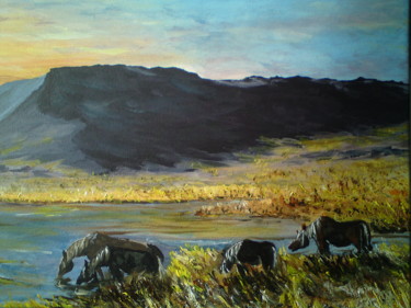 Malerei mit dem Titel "steppe de Mongolie" von Claudine Viégas, Original-Kunstwerk