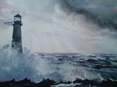 제목이 "tempête sur Ars Men"인 미술작품 Claudine Viégas로, 원작, 기름