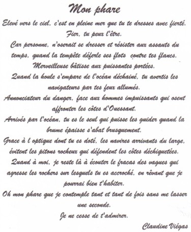 Arts numériques intitulée "mon-phare" par Claudine Viégas, Œuvre d'art originale, Autre