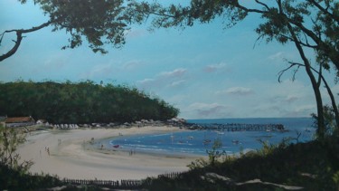 Painting titled "plage des dames Noi…" by Claudine Viégas, Original Artwork, Acrylic