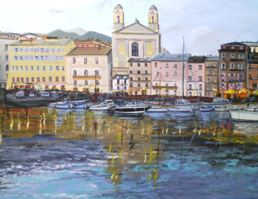 Painting titled "port de Bastia en s…" by Claudine Viégas, Original Artwork