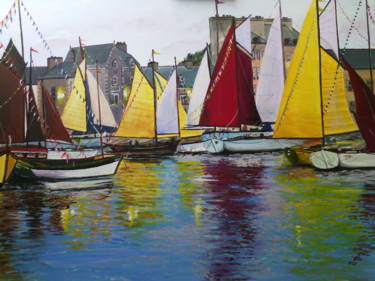 Painting titled "Régate à Paimpol" by Claudine Viégas, Original Artwork, Acrylic