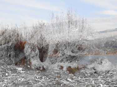 Photographie intitulée "Givre au bord du la…" par Claudine Ziga, Œuvre d'art originale, Photographie numérique