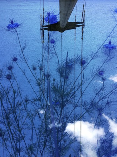 Fotografie getiteld "Bleu...électrique !" door Claudine Ziga, Origineel Kunstwerk, Gemanipuleerde fotografie