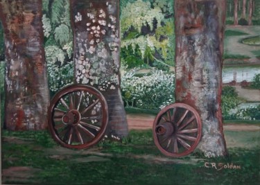Pintura intitulada "Rodas de carroça" por Claudineia R. Soldan, Obras de arte originais, Óleo