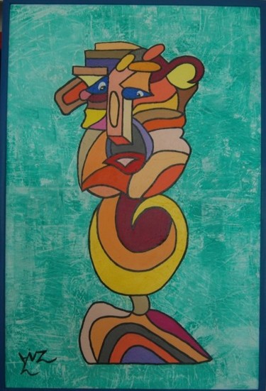 Peinture intitulée "le penseur" par Claudine Leroy, Œuvre d'art originale, Acrylique