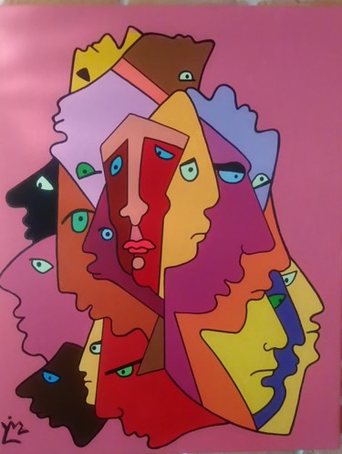 Peinture intitulée "les penseurs" par Claudine Leroy, Œuvre d'art originale, Acrylique